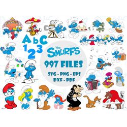 Smurfs SVG Bundle, Smurfs Birthday, Smurfs Font, Smurfs Png, Smurfs Clipart, Smurfs Layered Svg, Smurf Cricut, Smurf Cut
