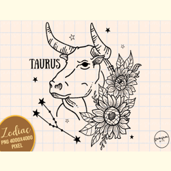 Taurus Floral Zodiac Sign Sublimation