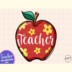 Teacher Apple PNG Sublimation