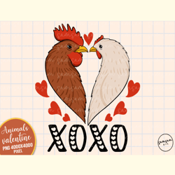 Xoxo Chicken Valentine PNG Sublimation