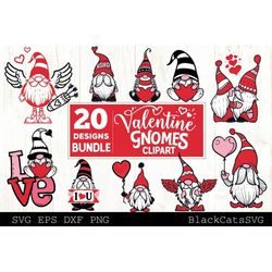 Valentine Gnomes SVG bundle Gnome clipart SVG 20 designs