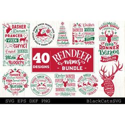 Reindeer names big bundle SVG 40 designs Christmas reindeer names SVG