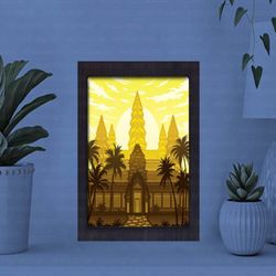 Angkor Wat Paper Cut Light Box, Shadow Box Template, Paper Cutting Template, Light Box SVG Files, 3D Papercut Lightbox S