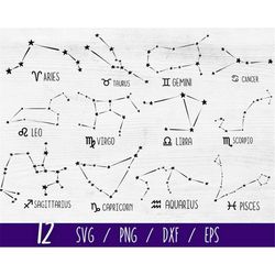 Star Zodiac constellation SVG, Zodiac Signs SVG bundle, Zodiac Symbols SVG, Star Constellation png