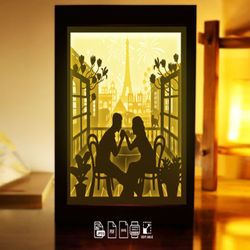 Love in French Paper Lightbox, Shadow Box Template, Paper Cutting Template, Light Box SVG Files, 3D Papercut Lightbo