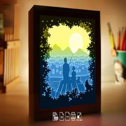 Fishing with Dad Paper Lightbox , Shadow Box Template, Paper Cutting Template, Light Box SVG Files, 3D Papercut Light