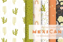 Abstract Mexican Vector Seamless Pattern Collection / Digital Paper Pack / EPS / JPG