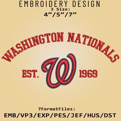 Washington Nationals Embroidery Designs, MLB Logo Embroidery Files, MLB Nationals, Machine Embroidery Pattern