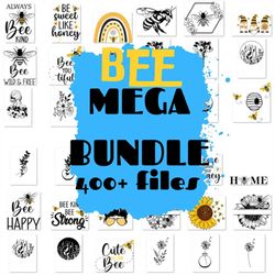 Bee SVG hand lettered bundle | Bee kind svg | Bee happy svg | bee trails svg | bee sayings svg | bee quote svg | bee wre