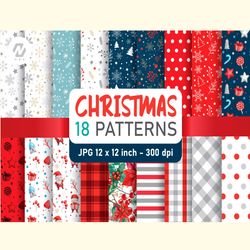 Christmas Digital Paper Patterns Design