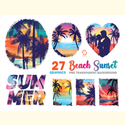 Summer Beach Sunset PNG Backgrounds