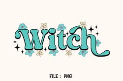 Witch Retro Halloween Sublimation Png