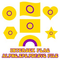 INTER SEX FLAG FIGURE RAINBOW STAR CIRCLE HEART Vector Digital File Ai.EPS.PDF.SVG,PNG Digital Download File