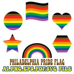 PHILADELPHIA PRIDE FLAG FIGURE RAINBOW STAR CIRCLE HEART Vector Digital File Ai.EPS.PDF.SVG,PNG Digital File