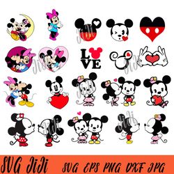Valentine Disney SVG Bundle, Mickey And Minnie Bundle SVG PNG DXF EPS Cricut Silhouette