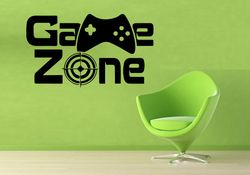 Game Zone Sticker, Video Game, Computer Game, Game Play, Gamer Wall Sticker Vinyl Decal Mural Art Decor