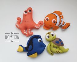 DIY   Finding Nemo ornaments pattern Fish patterns felt PDF