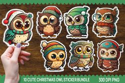 Cute Christmas Owl Sticker Bundle