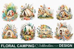Floral Camping Watercolor Sublimation