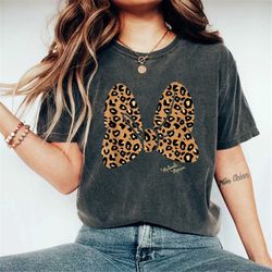 Disney Minnie Mouse Leopard Bow Comfort Colors Shirt, Disney Girls Shirt, Disney Aesthetic Shirt, Disneyworld Shirt, Dis