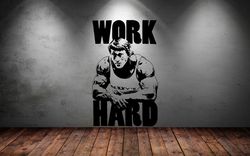 Bodybuilder Motivation Work Hard Arnold Sticker Gym Fitness Coach Sport Muscles Crossfit Workout Wall Sticker Vinyl