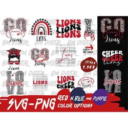 Lions Football Svg, Lions Bundle, Lions School Team, Lions College Team, Mascot Svg, Lions Football Png, Layered, Cameo