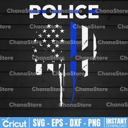 Police Skull thin blue line svg, Police Thin Blue Line SVG |The Blue Lives Matter| Police Life Svg| Police Quotes svg