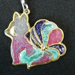fox colorful keychain,golden fox pink turquoise