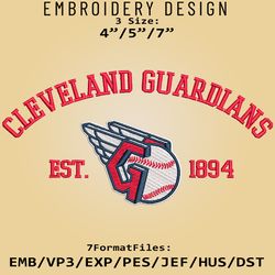 Cleveland Guardians Embroidery Designs, MLB Logo Embroidery Files, MLB Guardians, Machine Embroidery Pattern