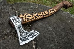 hand-forged viking axe fenrir
