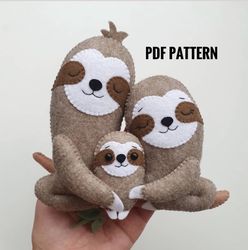 DIY sloth  family ornaments felt pattern Sloth family  felt pattern