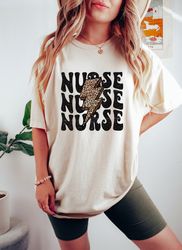 Leopard Print Nurse Shirt, Nurse Thunder Shirt, Distressed Nurse Shirt, Funny Nurse Gift, ER Nurse, Registered Nurse, Me