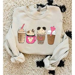 Christmas Mickey Coffee Sweatshirt, Disney Christmas Coffee Sweatshirt, Pink Coffee Christmas Sweater, Snack Coffee Shir