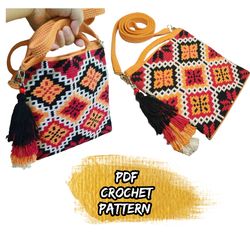 crochet crossbody bag, tapestry crochet pattern, crochet pattern, tapestry crochet mochila bag,wayuu mochila bag pattern