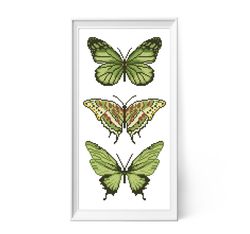 Butterfly set 2 cross stitch pattern Green butterflies design Butterflies pdf pattern Butterfly design