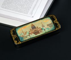 Winter in St Petersburg lacquer box hand-painted art