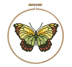 Butterfly 1 cross stitch pattern Easy cross stitch Bright butterfly design Butterfly in hoop cross stitch Nature xstitch