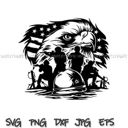 US Patriotic Eagle Soldier Svg, American Troops png, American design shirt, 4th Of July, Patriotic svg, Army svg cricut
