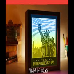 USA Independence Day 3D Paper Lightbox, Shadow Box Template, Paper Cutting Template, Light Box SVG Files, 3D Papercut Li