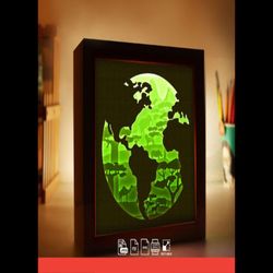Save Earth 3D Paper Lightbox Template, Shadow Box Template, Paper Cutting Template, Light Box SVG Files, 3D Papercut Lig