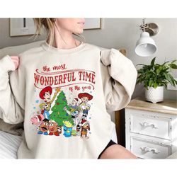 Disney Toy Story Christmas Tree Sweatshirt, The Most Wonderful Time Of The Year Toy Story Christmas Lights Sweatshirt,Ch