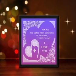 Mother's Day Lightbox Sublimation, Shadow Box Template, Paper Cutting Template, Light Box SVG Files, 3D Papercut Lightbo