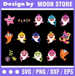 9 Family Sharks Character SVG With Pink Pong And Friends SVG,Png,Shark's friends svg, Pink Fong svg, Family shark svg, d