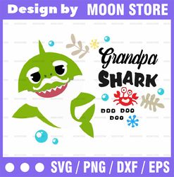 Grandpa Shark SVG, Cricut Cut files, Shark Family doo doo doo Vector EPS, Silhouette DXF, Design for tsvg , clothes, Aun