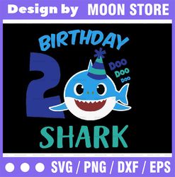 Shark 2nd Birthday Svg, Boy Birthday Shark Svg Dxf Eps, Boy Second Birthday Clipart, Two Year Old, Baby, Shark, 2nd Birt