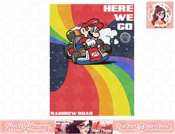 Mario Kart Pride Mario Here We Go Rainbow Road Poster T-Shirt PNG Sublimation Design, Digital Design
