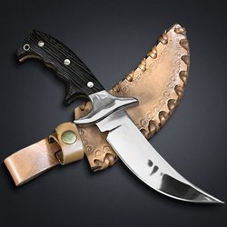 skinner knife custom handmade D2 steel bowie hunting knife with leather sheath hunting knife hand forged mk3827m