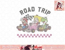 Mario Kart Road Trip Mario Peach Yoshi Trio Vintage T-Shirt PNG Sublimation Design, Digital Design