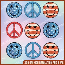 Cute Smiley Face All American Patriotic 4th Of 4th Of July, Memorial day, American Flag, Independence Day PNG File