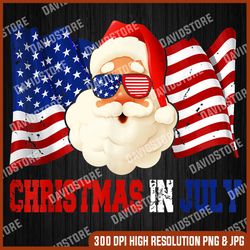 Christmas In July Hawaiian Santa American Pride 4th Of July, Memorial day, American Flag, Independence Day PNG File